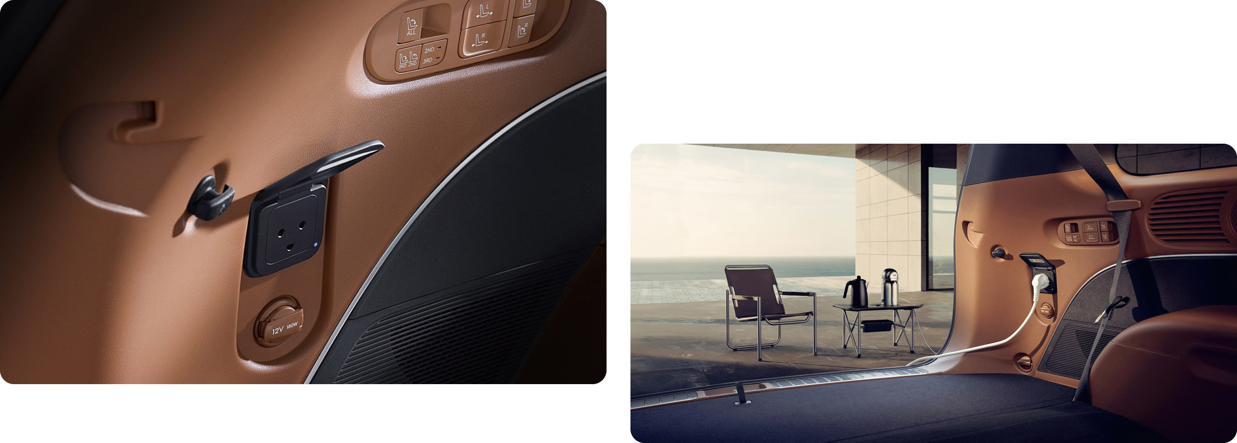 현대자동차 팰리세이드 하이브리드에 탑재된 V2L 기능을 사용하는 모습