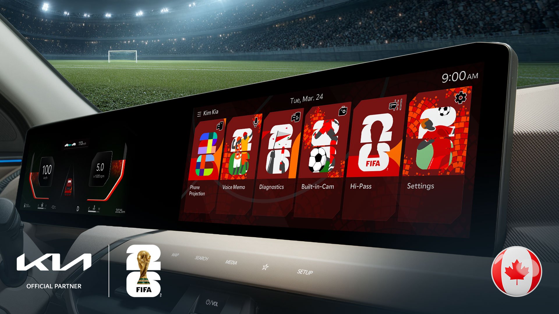 FIFA 월드컵 2026™ 기념 월드컵 개최국(캐나다, 멕시코, 미국) 디스플레이 테마