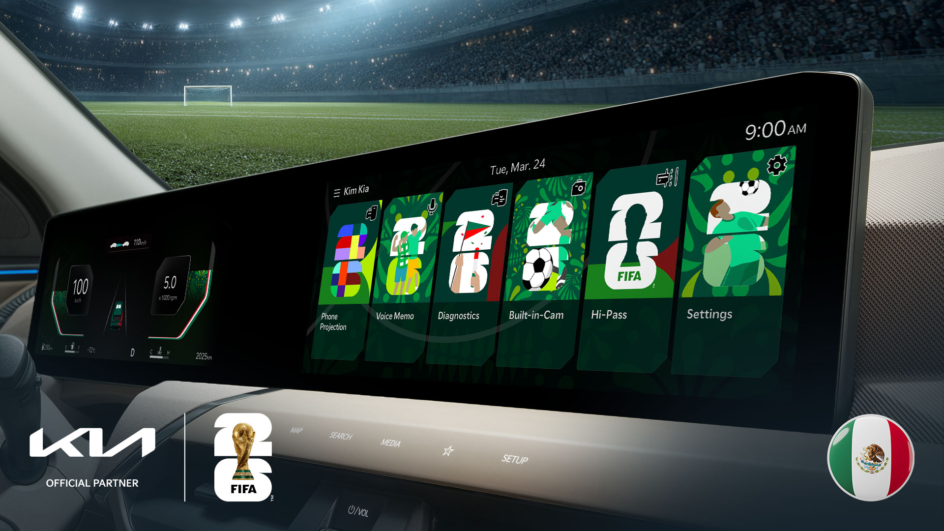 FIFA 월드컵 2026™ 기념 월드컵 개최국(캐나다, 멕시코, 미국) 디스플레이 테마