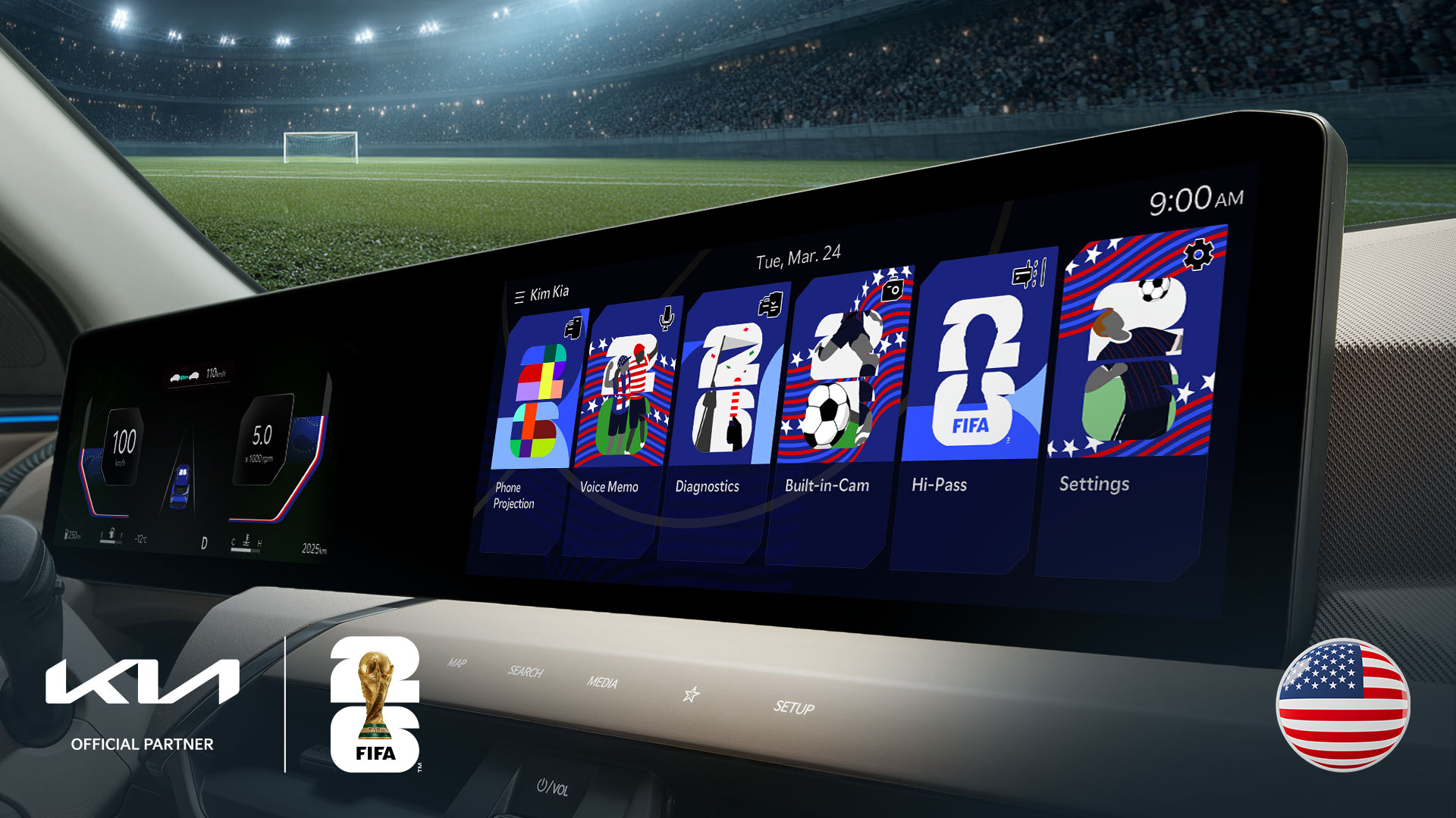 FIFA 월드컵 2026™ 기념 월드컵 개최국(캐나다, 멕시코, 미국) 디스플레이 테마