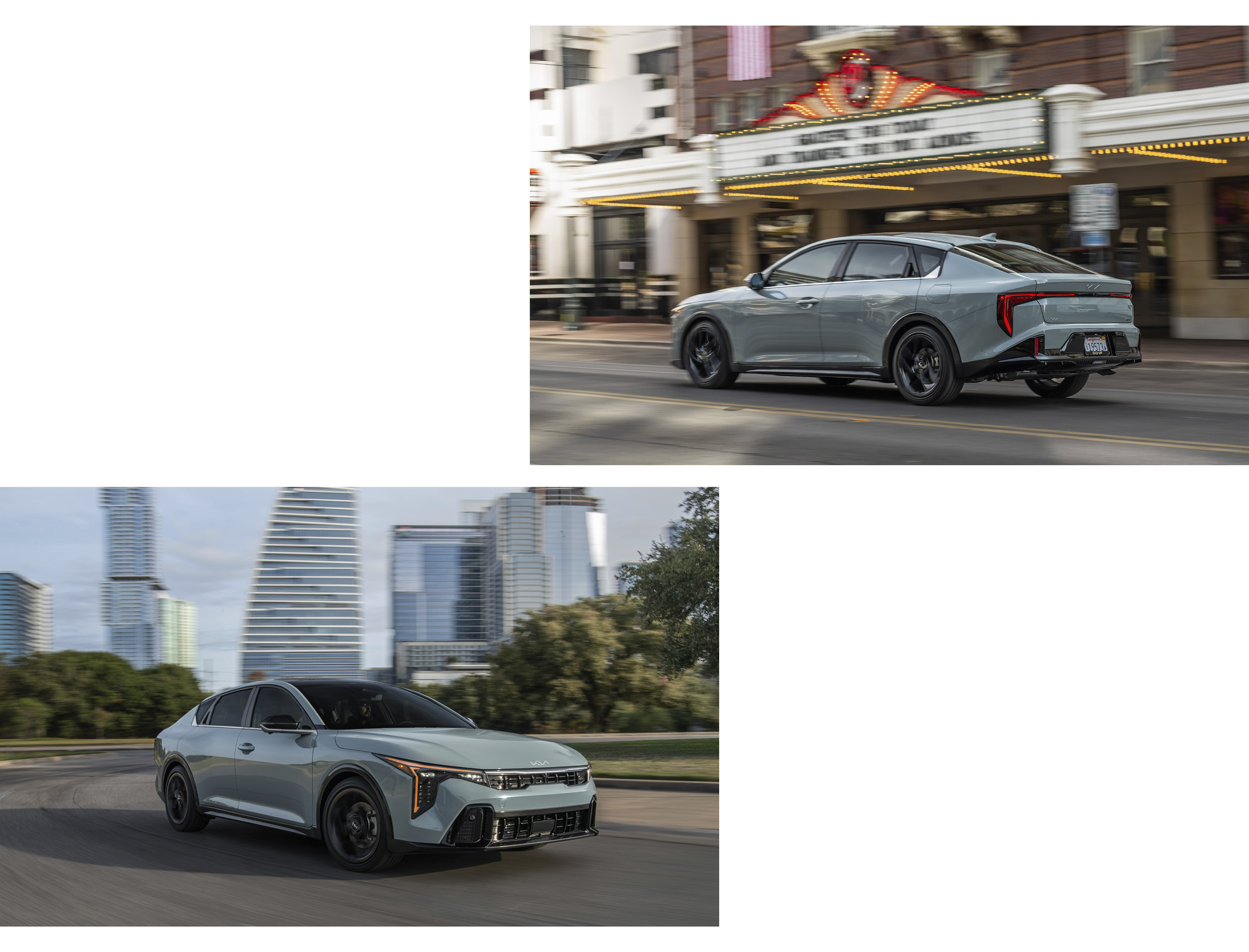 기아 K4 미국 도로 주행 전후측면 모습