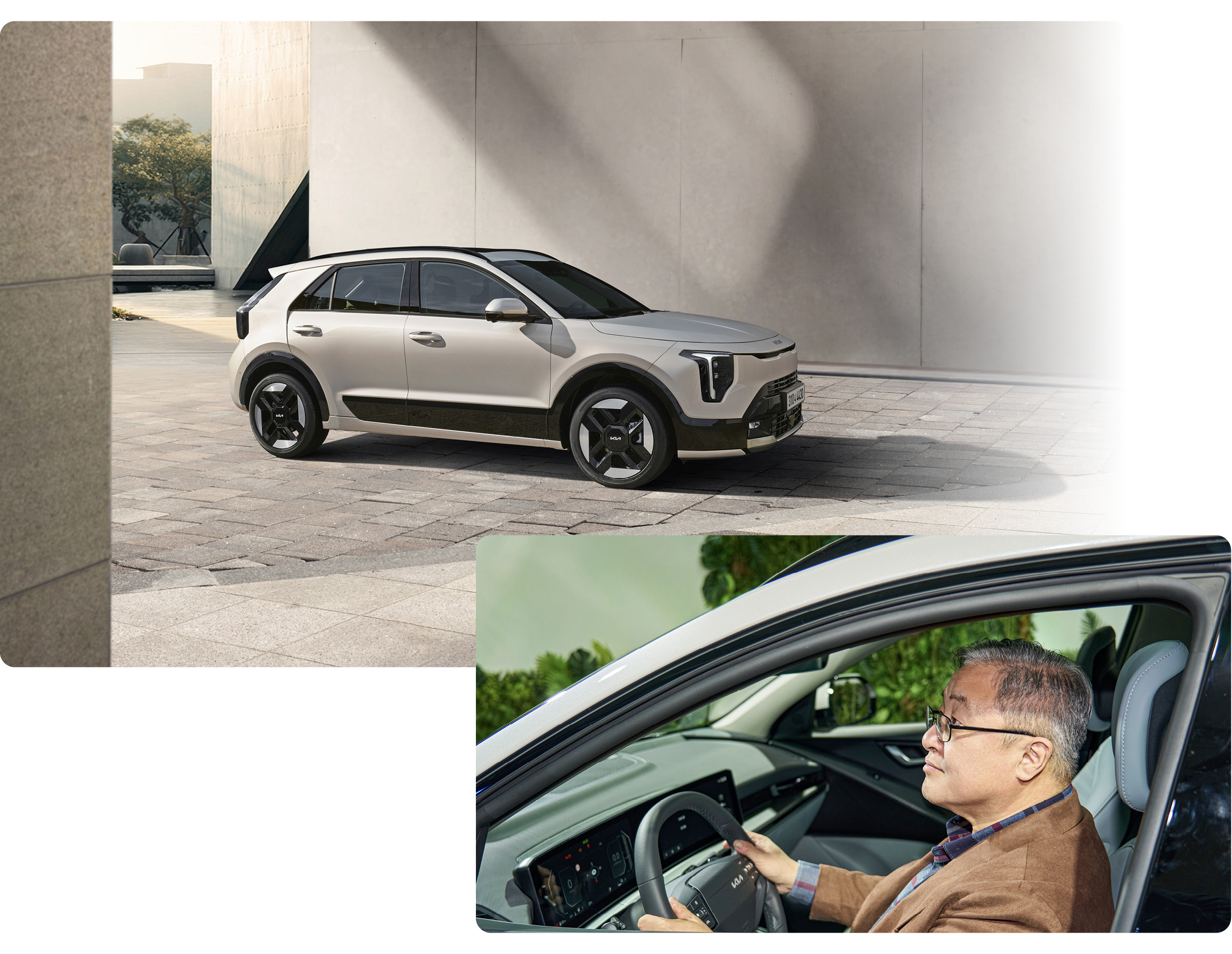 더 뉴 니로와 자동차 칼럼니스트의 모습