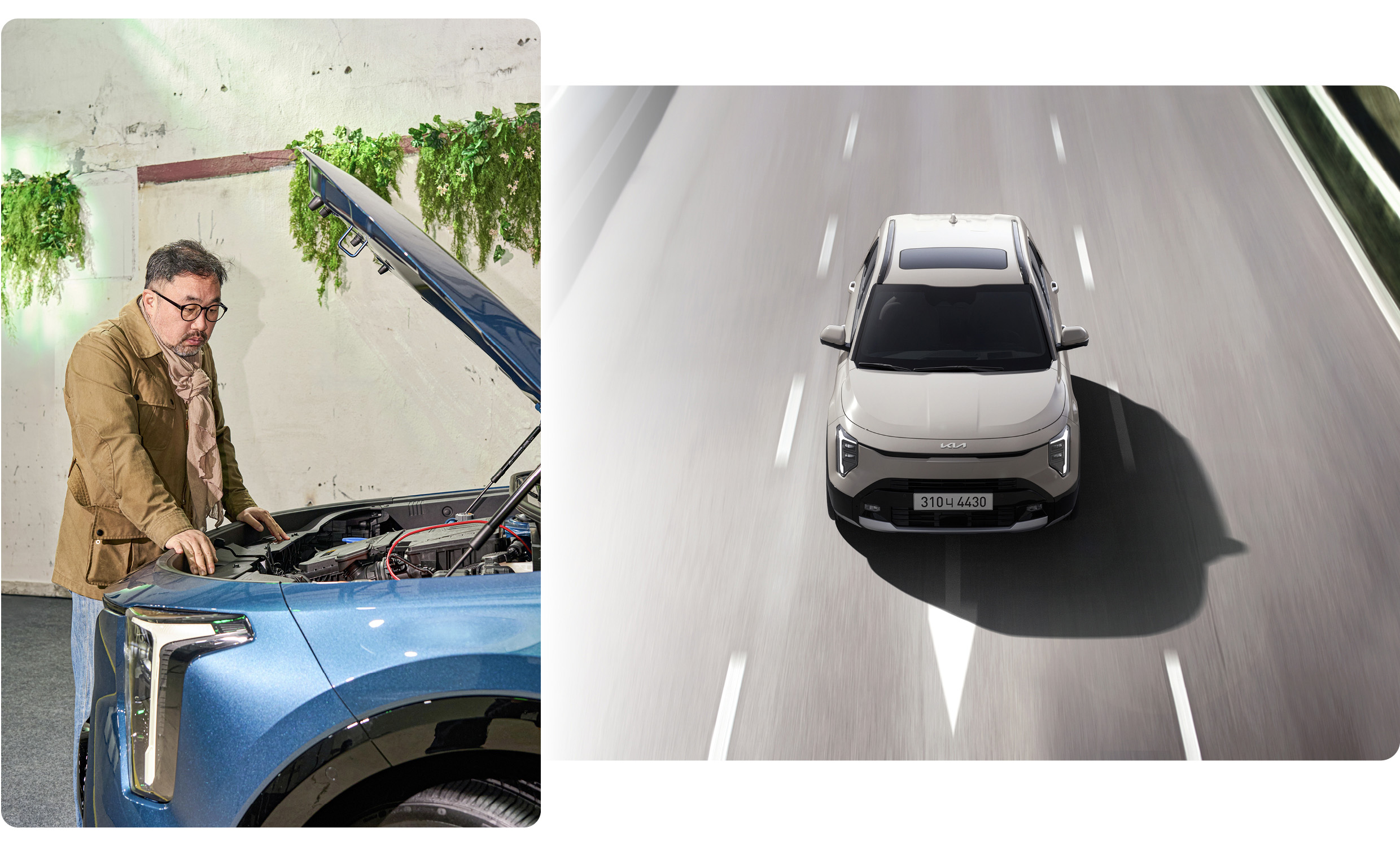 더 뉴 니로와 자동차 칼럼니스트의 모습