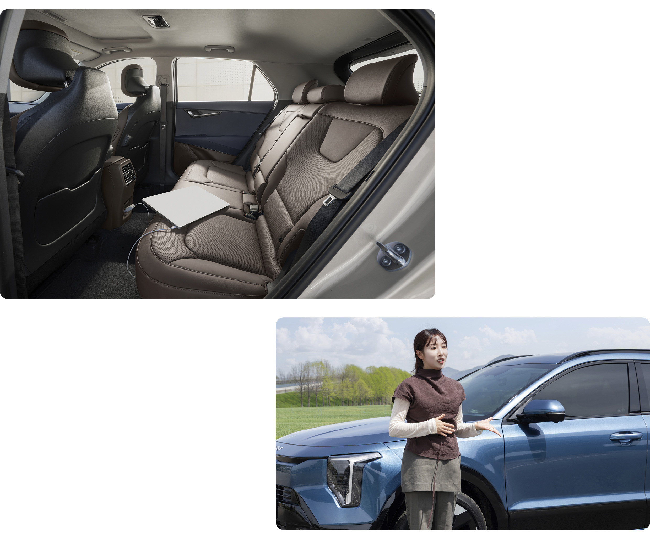 더 뉴 니로 실내를 설명하는 연구원