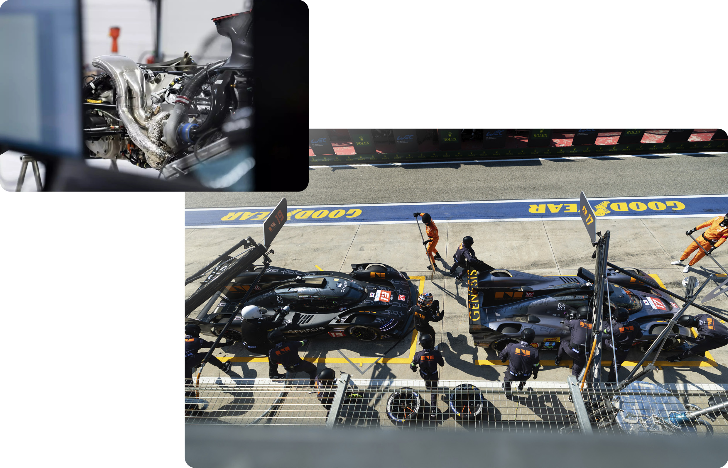 제네시스 하이퍼카를 정비 중인 모습