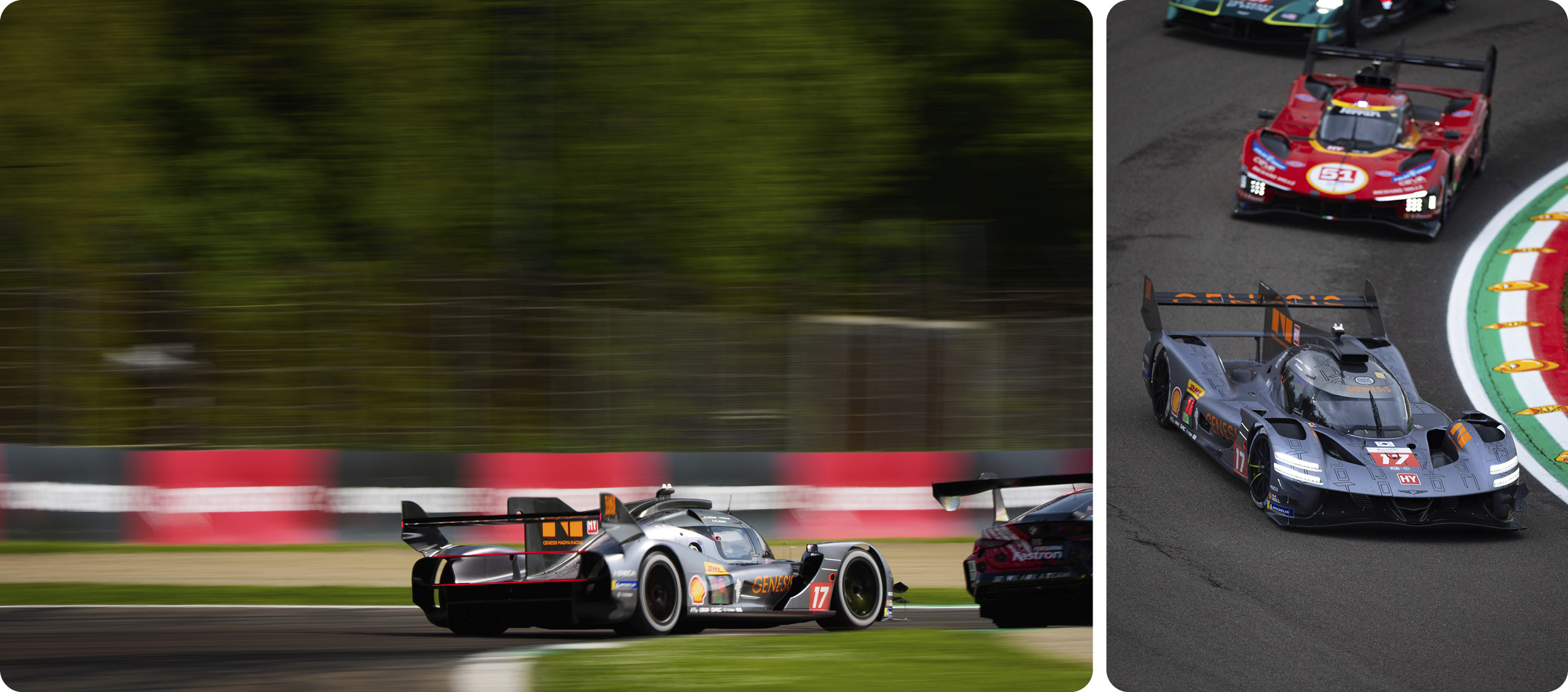 제네시스 마그마 레이싱의 하이퍼카가 서킷을 달리는 모습