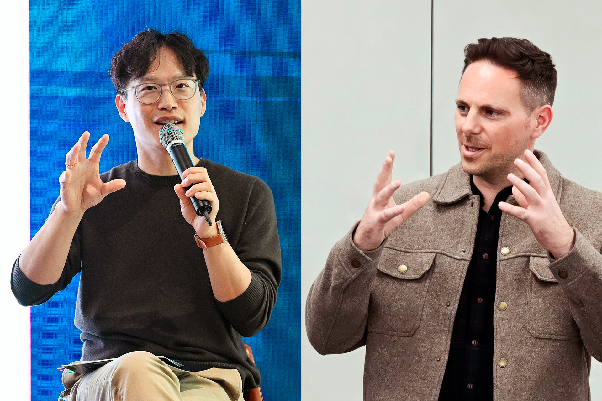 President Minwoo Park (left) and Group Advisor Milan Kovac (right) during a presentation