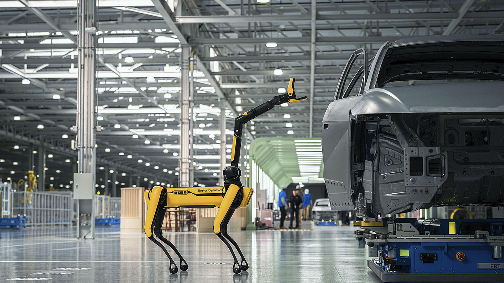 Industrial scene imagery showcasing smart factory and automated production processes