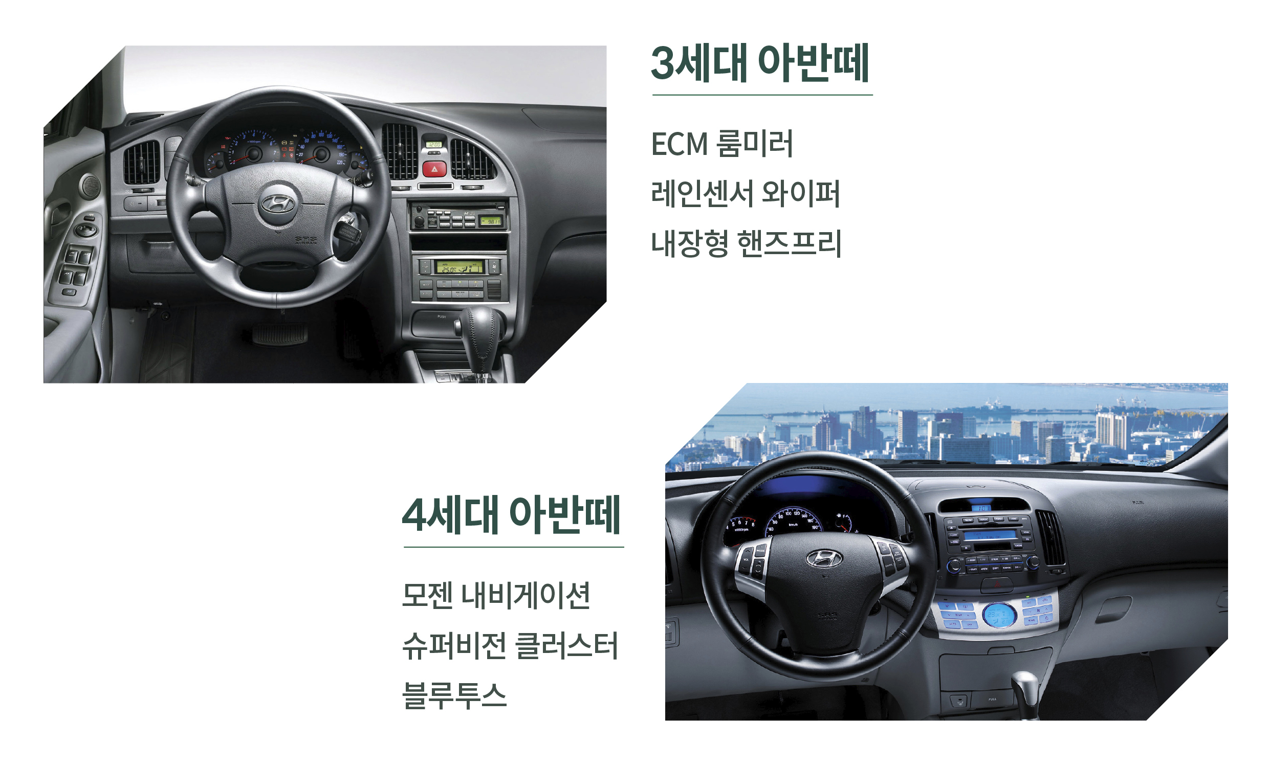 3~4세대 아반떼의 편의 사양