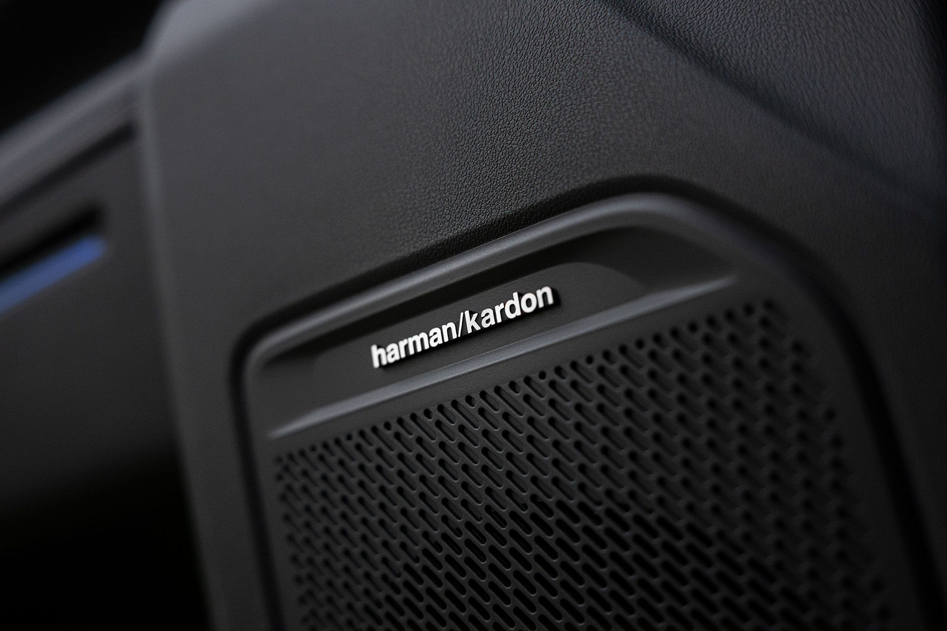 더 기아 타스만 차량 도어에 장착된 harman/kardon 스피커 그릴 부분 확대